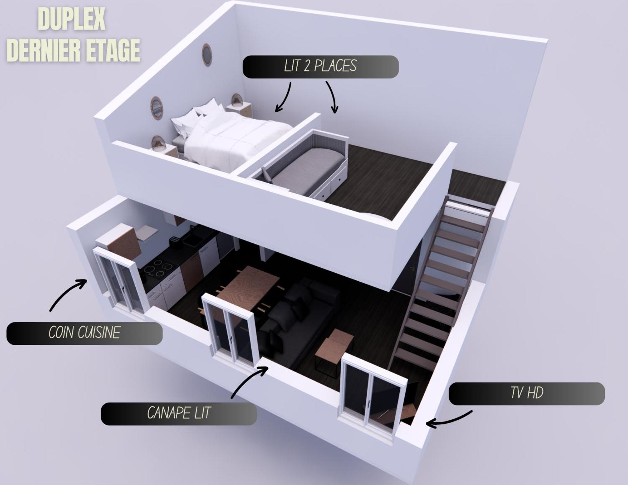 Căn hộ Mood Ii - Centre - Calme - Duplex - 5 Couchages - Cuisine Complete *