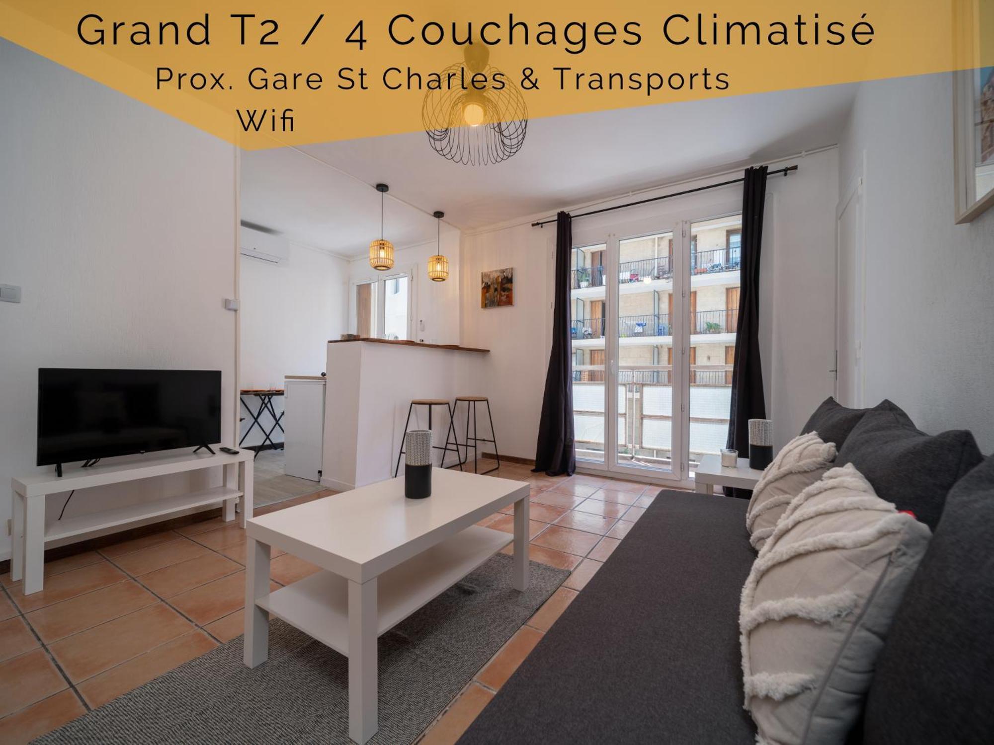 Apartment Climatise Avec Parking 4 Couchages A 5min A Pieds De La Gare St Charles Marseille